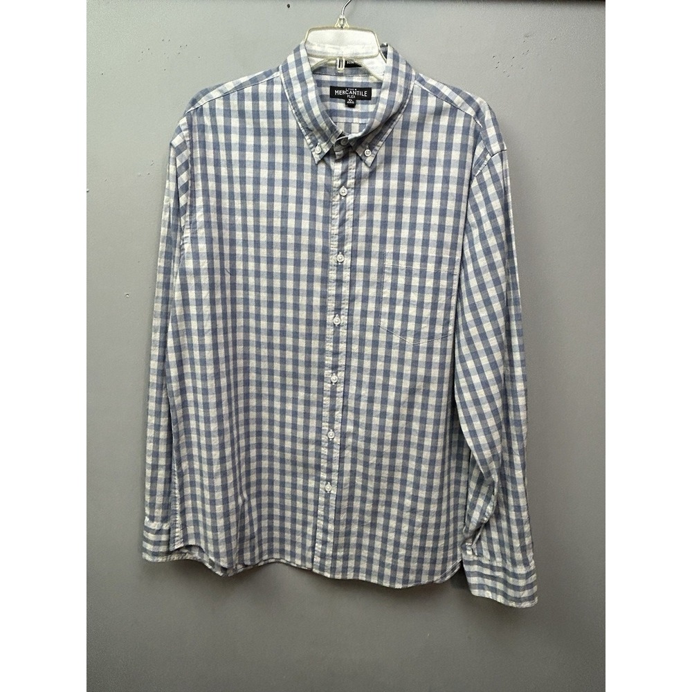 J.Crew Mercantile Shirt Mens XL Blue Gingham Flex Slim Fit‎ Button Down